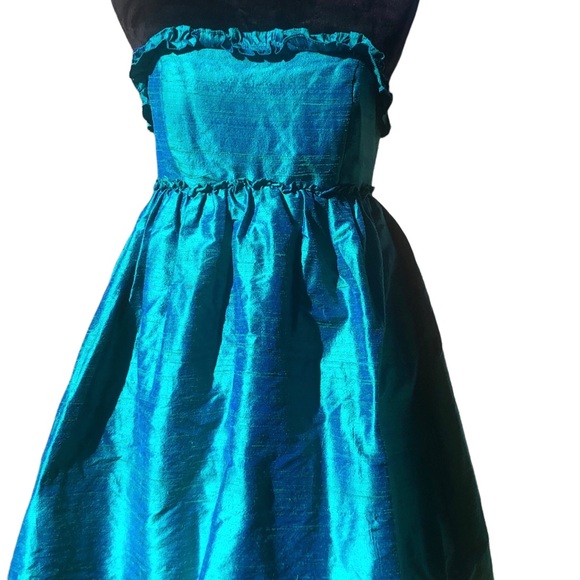 Lula Kate Dupioni Silk Jade Green Strapless Dress size 4 - Picture 9 of 9